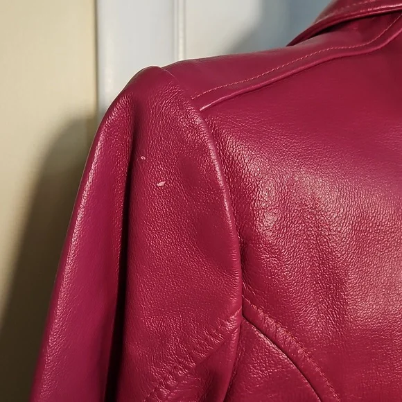 Women's Pink Leather Jacket Size 8 - Picture 6 of 8